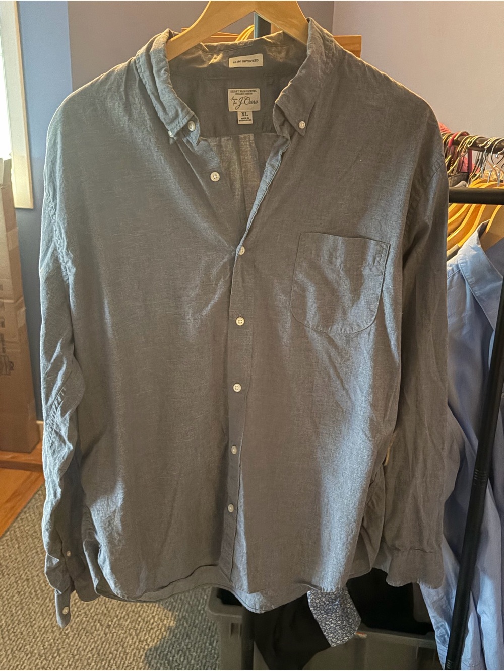 J. Crew Men’s Button-Down Secret Wash Shirt XL Untucked